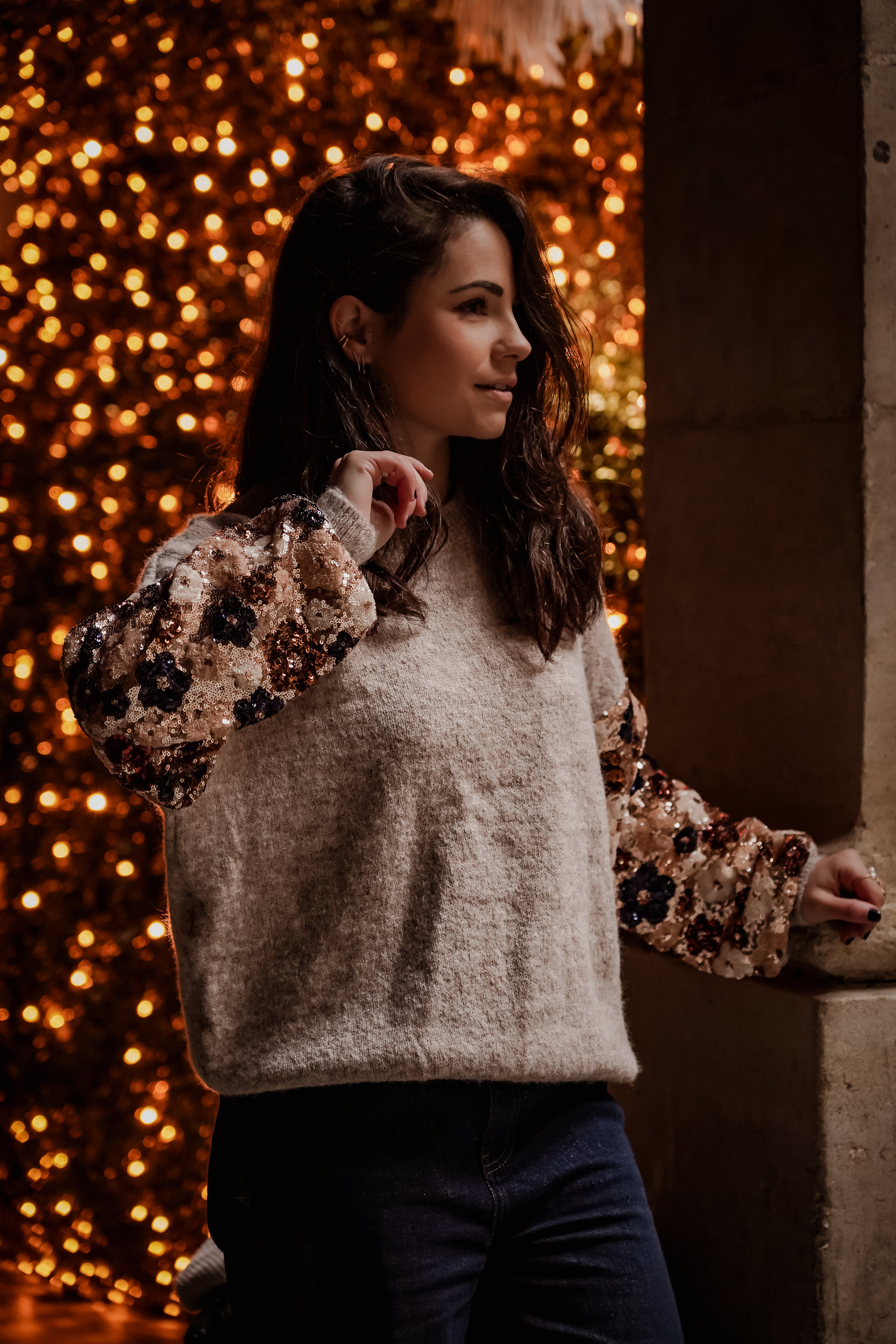 PULL SEQUINS FLEURS