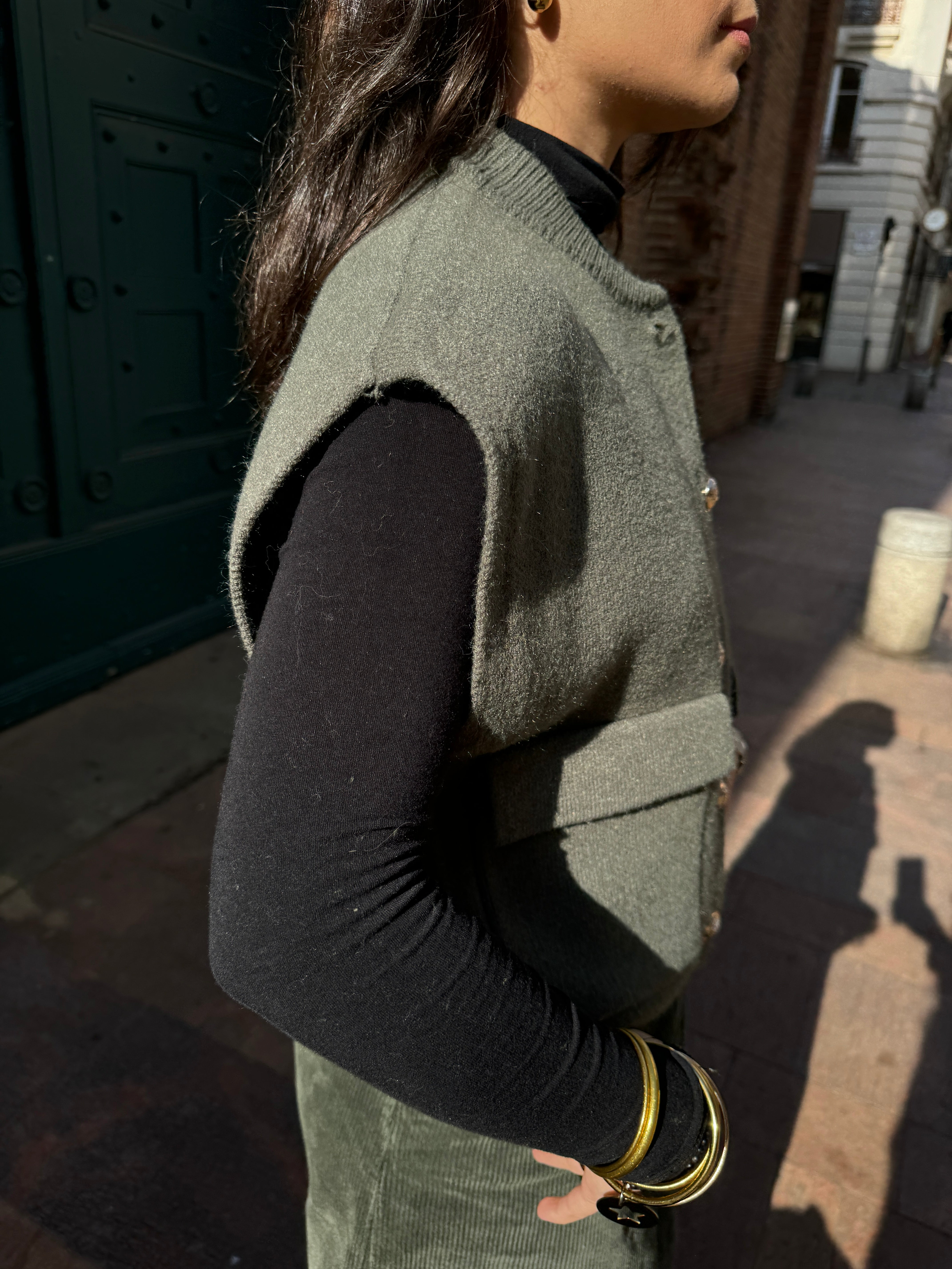 GILET SANS MANCHE KAKI ELODIE